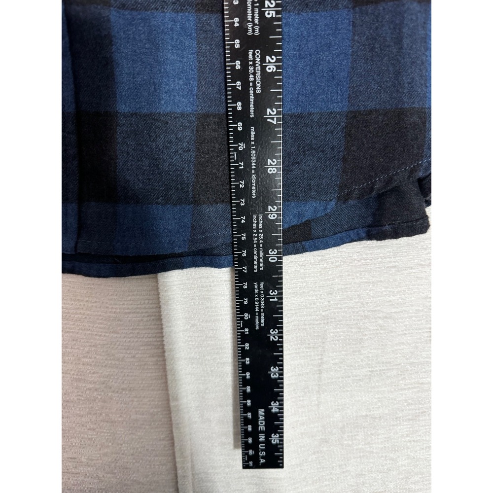 Weatherproof Vintage Mens Blue Black Buffalo Plaid Flannel Shirt Medium M - Picture 9 of 10